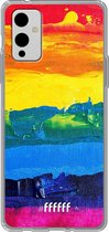 6F hoesje - geschikt voor OnePlus 9 -  Transparant TPU Case - Rainbow Canvas #ffffff