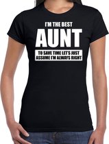 I'm the best aunt - always right t-shirt zwart dames - Cadeau verjaardag t-shirt tante - kado voor tantes XS