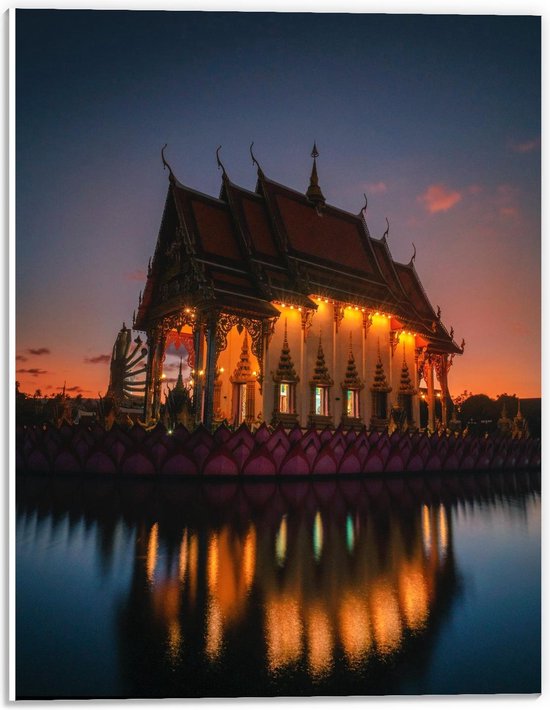 Forex - Wat Plai Laem Tempel in Thailand - 30x40cm Foto op Forex