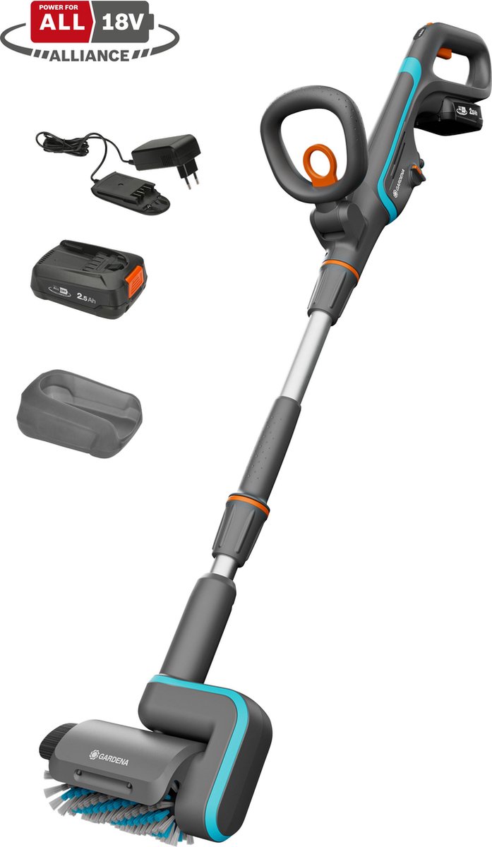 Bol.com GARDENA Accu-multireiniger AquaBrush Patio 18V P4A - gebruiksklare set aanbieding