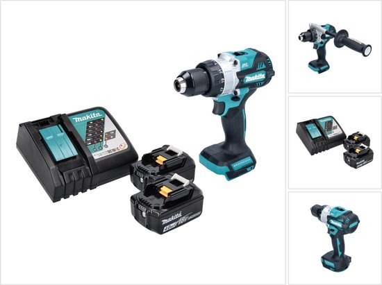 Makita DHP 486 RM accu-klopboormachine 18 V 130 Nm borstelloos + 2x accu 4,0 Ah + oplader