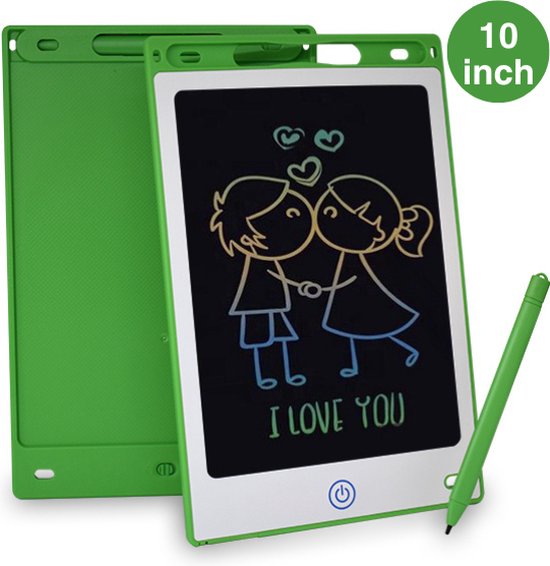 Foto: Tekenbord kinderen kiraal tekentablet lcd tekentablet kinderen grafische tablet kinderen kindertablet groen 10 inch