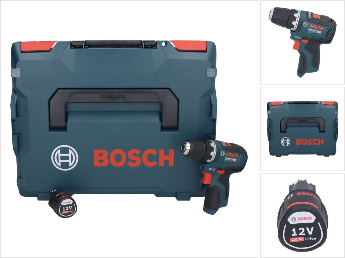 Bosch GSR 12V-35 Professionele accuschroefboormachine 12 V 35 Nm borstelloos + 1x oplaadbare accu 2.0 Ah + L-Boxx - zonder oplader