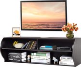 TV kast hangend en vrijstaand, tv-kast van hout, modern, met 3 open vakken, commode voor 32-55 inch, geschikt voor woonkamer en slaapkamer (bruin)