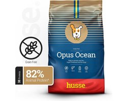 Husse Opus Ocean - Graanvrij Hondenvoer, Hondenbrokken zonder Granen, Glutenvrij Droogvoer Hond - Met Zalm & Aardappel - 5 x 150g Proefpakket