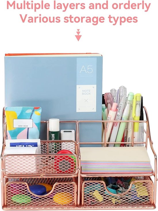 School Spullen Houder Bureau Organizer - Wit, Groot, Doe-het-zelf Pennenhouder Met Lade Bureau Organizer 9 Vakken School Spullen Houder Bureau Organizer - Wit, Groot, Doe-het-zelf Pennenhouder Met Lade Bureau Organizer 9 Vakken