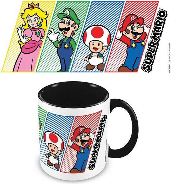 Nintendo - Super Mario (4 kleuren) Zwart Mok 315ml