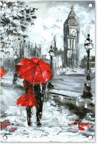 Tuindecoratie Schilderij - Paraplu - Olieverf - 40x60 cm - Tuinposter - Tuindoek - Buitenposter