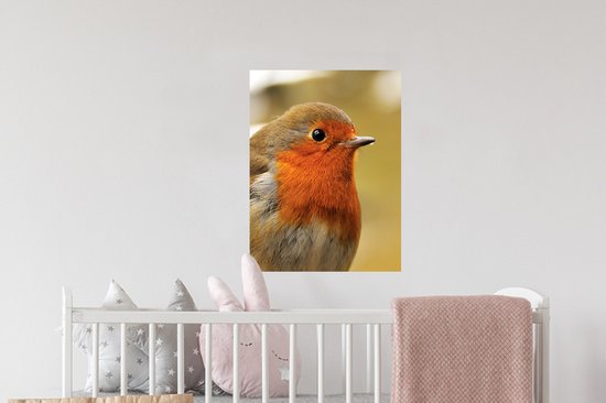 Sticker Muursticker Robin - Gros plan d'un rouge-gorge - 30x40 cm - film adhésif autocollant - sticker mural repositionnable