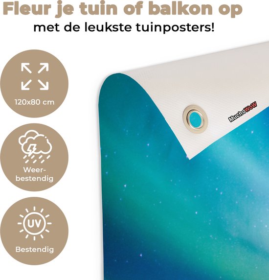 Affiche de jardin Aurores boréales avec reflet 120x80 cm - Toile de jardin / Toile d'extérieur / Peintures d'extérieur (décoration de jardin)