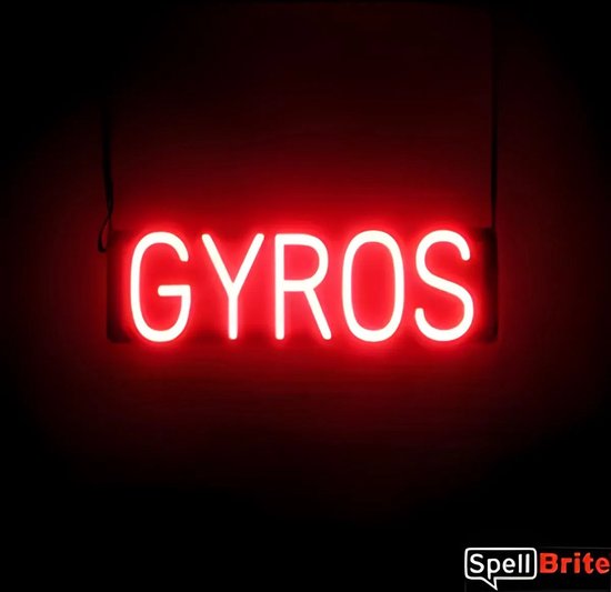 GYROS - Lichtreclame Neon LED bord verlicht | SpellBrite | 54 x 16 cm | 6 Dimstanden - 8 Lichtanimaties | Reclamebord neon verlichting