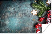 Poster Kerst - Rustiek - Takken - Steranijs - Bes - Rood - 120x80 cm - Kerstmis Decoratie - Kerstversiering - Kerstdecoratie Woonkamer - Kerstversiering - Kerstdecoratie voor binnen - Kerstmis