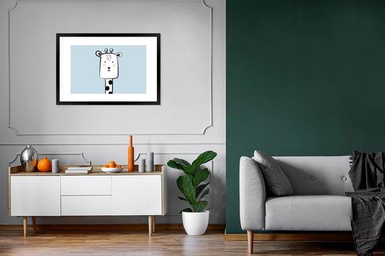 Fotolijst incl. Poster - Giraf - Dieren - Pastel - 90x60 cm - Posterlijst