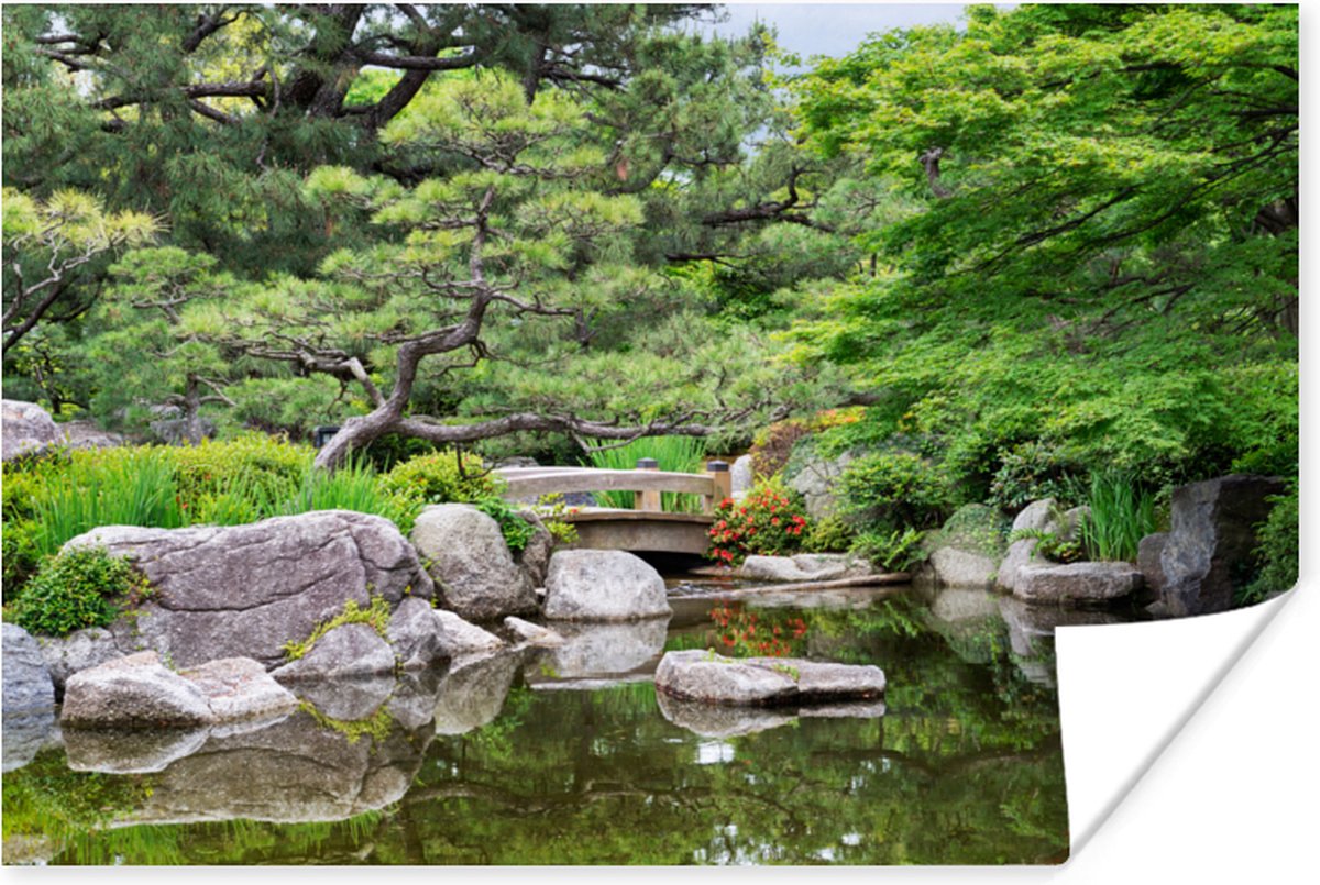 Poster Japans - Natuur - Water - Stenen - Bomen - 60x40 cm
