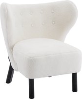 Merax Luxe Teddy Armchair - Chaise en velours avec tissu Teddy - Chaise longue - Wit