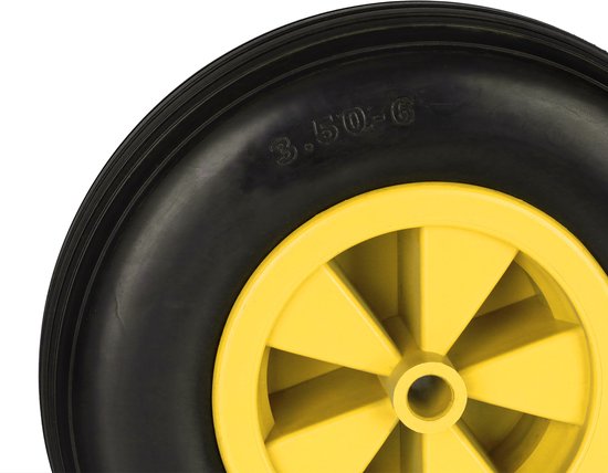 kruiwagenwiel - 3.50-6 - massief rubber - kunststof velg - anti-lek - tot 100 kg - zwart-geel van Merkloos	 — afbeelding 4