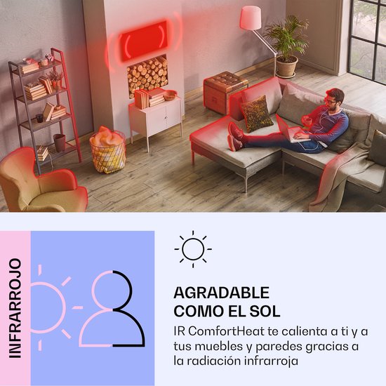 Klarstein Air Art Smart Infraroodverwarming, Infraroodverwarming met IoT/WiFi App-bediening, Open Raam Detectie, Infraroodverwarming met Thermostaat, Wandverwarming, CO2-vrije Elektrische Verwarming 700 W
