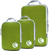 Compressieverpakkingsblokjesset, ultralichte uitbreidbare reisorganisator voor handbagage (groen, 3-pack)