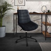 Bureaustoel op wielen zwart met fluwelen bekleding en metalen frame ML design