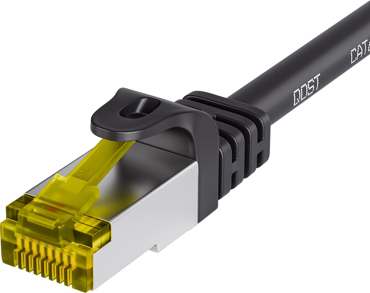 Qost - CAT7 10G internetkabel - SFTP PIMF - 10 Gbps / 500 MHz - 100% koper - RJ45 Connectoren - Patchkabel / Netwerkkabel - 15 Meter - Zwart