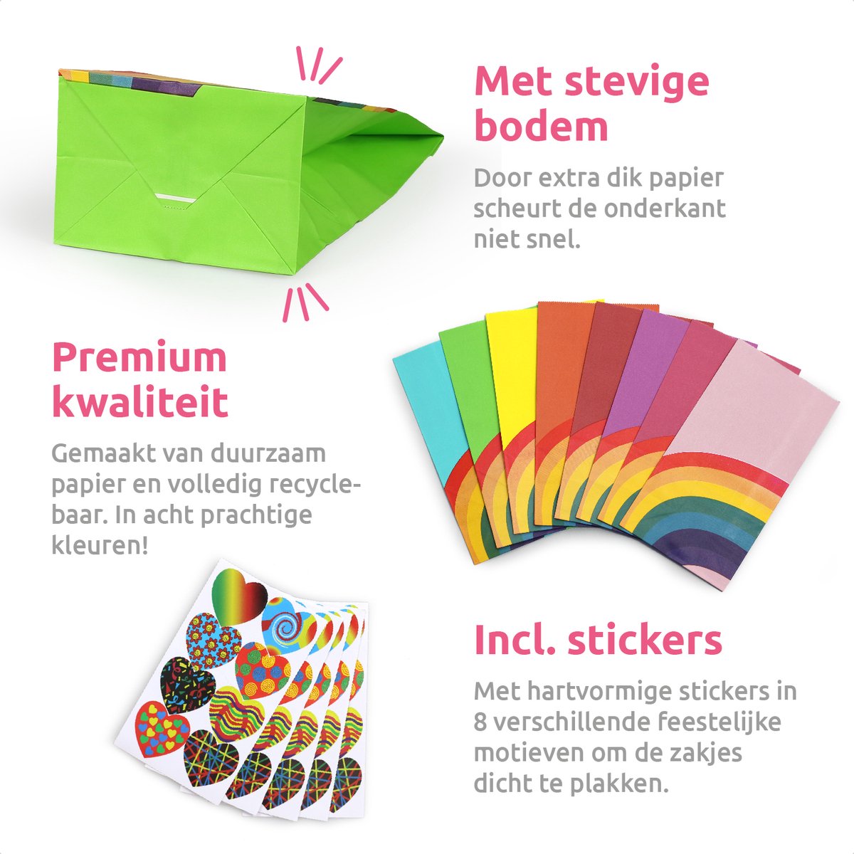 Isa's Friends® Uitdeelzakjes + Stickers - Regenboog - 40 stuks - Stevig Papier - Traktatie zakjes - Cadeauzakjes - Uitdeelzakjes Kinderfeestje — afbeelding 3