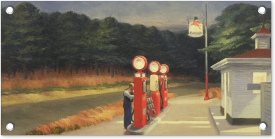 Tuinposter Benzine - Edward Hopper - 60x30 cm - Tuindoek - Buitenposter