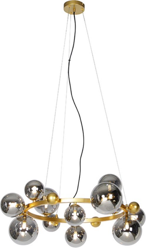 QAZQA david - Lampe de table à manger Art Deco à suspendre au-dessus de la table à manger | en salle à manger - 12 lumières - Ø 86 cm - Or/ laiton - Salon | Chambre à coucher | Cuisine