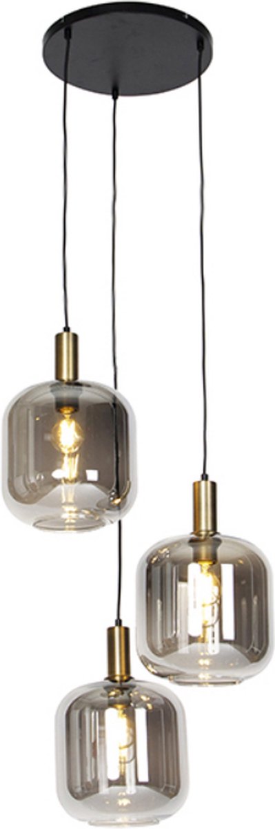 QAZQA zuzanna - Design Hanglamp eettafel - 3 lichts - Ø 60 cm - Zwart Goud - Woonkamer | Slaapkamer | Keuken - QAZQA