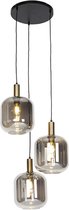 QAZQA zuzanna - Design Hanglamp eettafel - 3 lichts - Ø 60 cm - Zwart Goud - Woonkamer | Slaapkamer | Keuken
