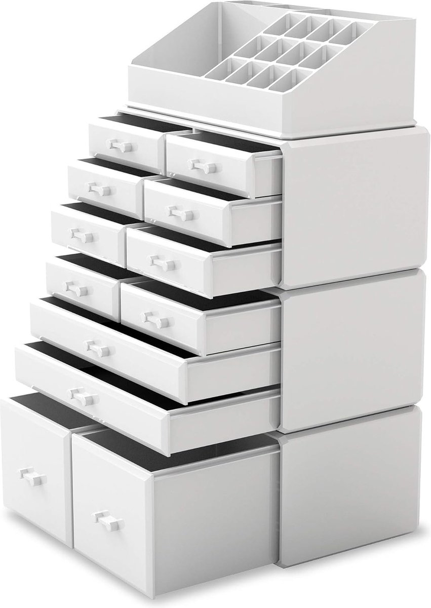 Make-up Cosmetische Organizer Opbergladen Display Dozen Case met Laden (12D, wit)