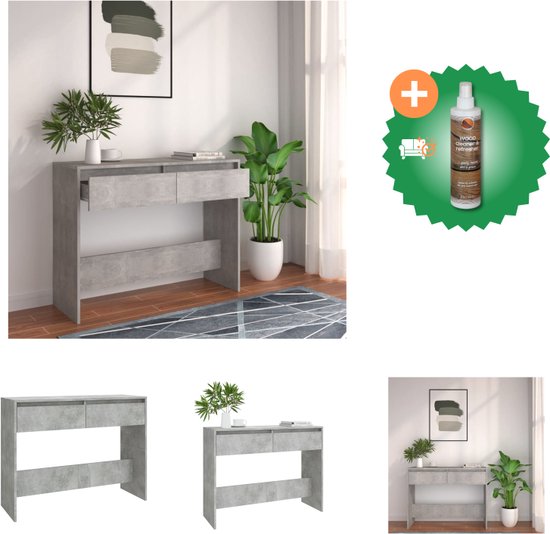 vidaXL Wandmeubel 100x35x75,5 cm spaanplaat betongrijs, tafel