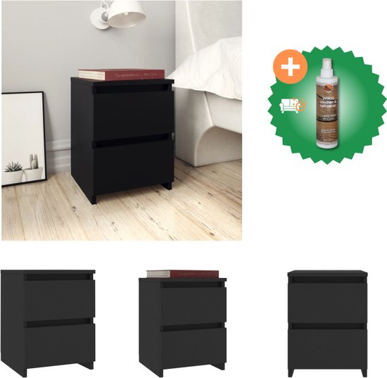 vidaXL Nachtkastje 2 pcs Zwart Eiken 35 x 35 x 20 cm Bewerkt hout