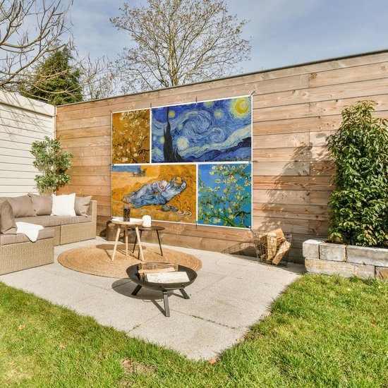Décoration murale extérieur Van Gogh - Collage - Art - 160x120 cm - Toile jardin - Affiche extérieure