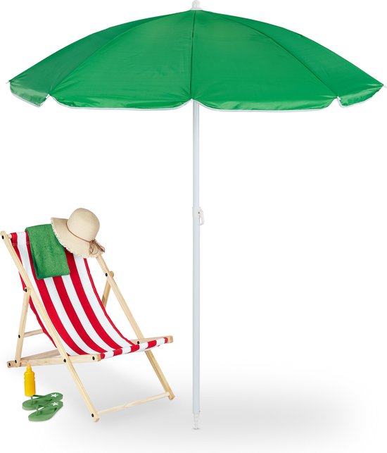 parasol - Ø 160 cm - verstelbaar - kantelbaar - uv-bescherming - draagtas - groen