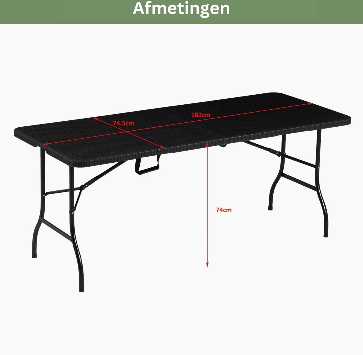 Albatros Buffettafel Klaptafel, Zwart - Robuuste Constructie opvouwbaar en Hoge Belastbaarheid - voor Maximaal 10 Personen - voor Biertent met Draaggreep thumbnail 6