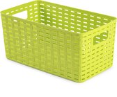 Plasticforte Opbergmand - Kastmand - rotan kunststof - limegroen - 5 Liter - 15 x 28 x 13 cm