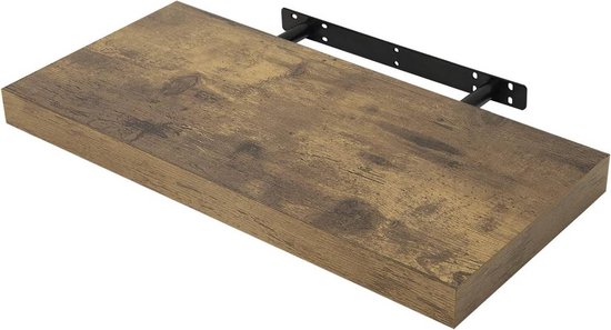 BukkitBow - Étagère murale flottante - Capacité de charge de 10 kg - Diverse tailles de 25 à 120 cm - Montage mural - Bois marron rustique - 50 cm