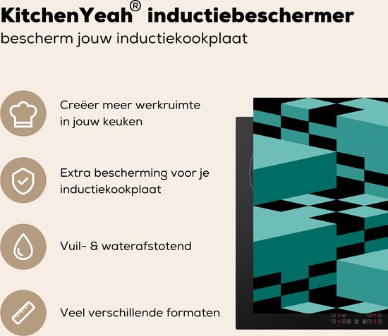 KitchenYeah® Inductie beschermer 80.2x52.2 cm - 3D - Blokken - Patronen - Kookplaataccessoires - Afdekplaat voor kookplaat - Inductiebeschermer - Inductiemat - Inductieplaat mat