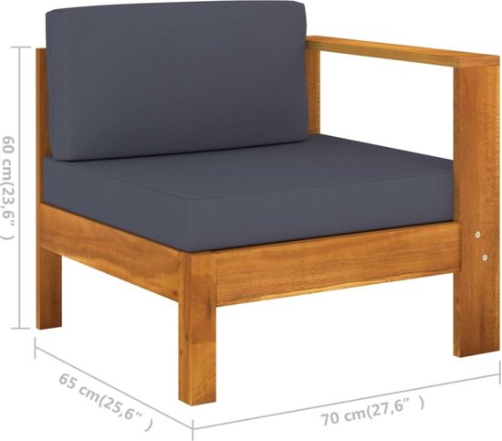 vidaXL Canapé de jardin 3 places avec coussins en vidaXL gris foncé