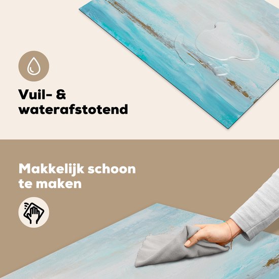 KitchenYeah® Inductie beschermer 80.2x52.2 cm - Verf - Schilderij - Abstract - Blauw - Kookplaataccessoires - Afdekplaat voor kookplaat - Inductiebeschermer - Inductiemat - Inductieplaat mat