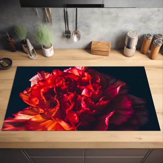 KitchenYeah® Inductie beschermer 91.6x52.7 cm - Tuinanjer - Bloem - Rood - Kookplaataccessoires - Afdekplaat voor kookplaat - Inductiebeschermer - Inductiemat - Inductieplaat mat