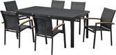 MYLIA Tuineetset NAURU van aluminium : een uitschuifbare tafel 180/240cm en 6 stapelbare fauteuils - Antraciet L 240 cm x H 89 cm x D 100 cm