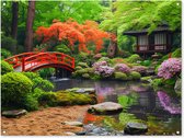 Tuinposter - Tuindoek - Tuinposters buiten - Japanse tuin - Natuur - Bomen - Planten - Japan - 120x90 cm - Tuin