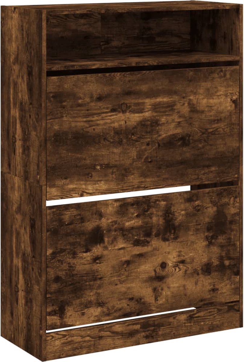 vidaXL Schoenenkast - met - 2 - klaplades - 80x34x116 - cm - gerookt - eikenkleurig gerookt eiken