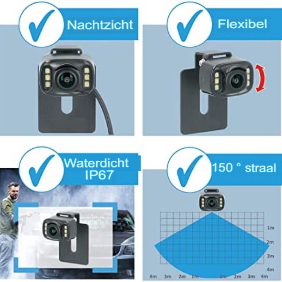 Draadloze Achteruitkijkcamera, KIMISS 170 Graden
