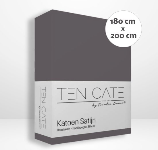 Drap-Housse 100% Coton Satin Ten Cate - 180x200 - Anthracite