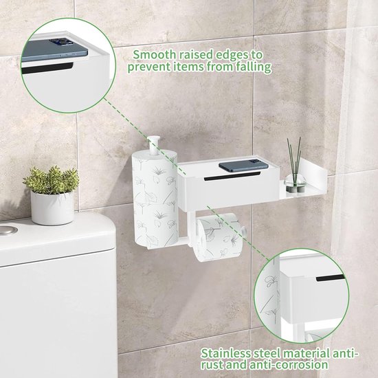 Porte-papier Toilette En Acier Inoxydable, Sans Perçage, Adapté à La Salle De Bain Et à La Cuisine, Carré Blanc | Leroy Merlin