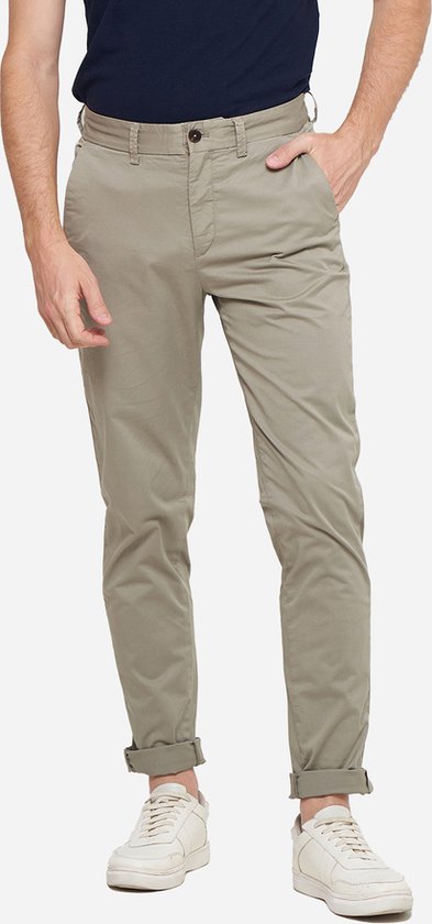 Mr Jac - Pantalon - Homme - Coupe slim - Chino - Teint en pièce - Coton Pima - Kaki - Taille W33 L32