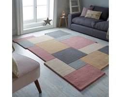 Flycarpets Abstract Modern Stracto Collage - Organische Vorm Vloerkleed - Roze / Beige - 150x240 cm