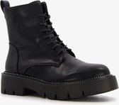 Blue Box dames veterboots met grove zool zwart - Maat 39